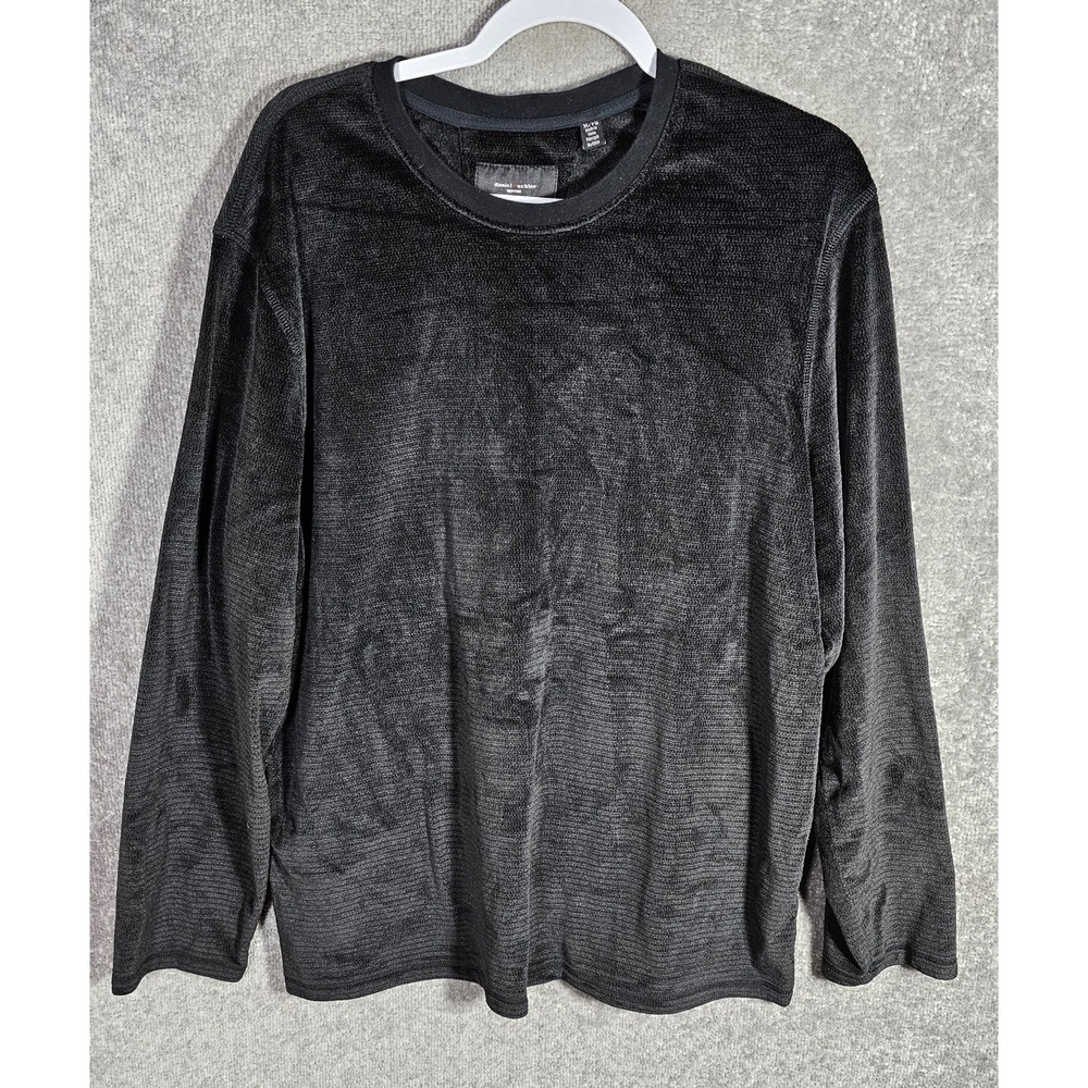 Daniel Buchler Velour Lounge Pajama Shirt Mens Size XL Black Soft Stretch Comfy